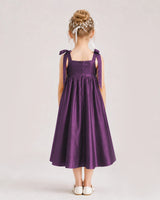Grape Satin A-line Girls Formal Dress Back View