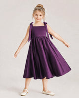 Grape Satin A-line Girls Formal Dress Front View