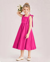 Hot Pink Satin A-line Girls Formal Dress Front View