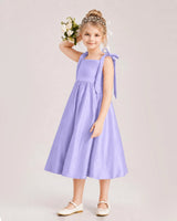 Lavender Satin A-line Girls Formal Dress Front View