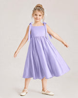 Lavender Satin A-line Girls Formal Dress Front View