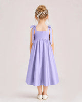 Lavender Satin A-line Girls Formal Dress Back View