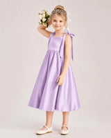 Lilac Satin A-line Girls Formal Dress Front View