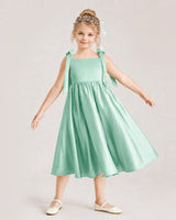 Mint Green Satin A-line Girls Formal Dress Front View
