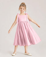 Pink Satin A-line Girls Formal Dress Front View