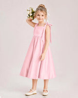 Pink Satin A-line Girls Formal Dress Front View