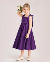 Purple Satin A-line Girls Formal Dress Front View
