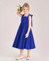 Royal Blue Satin A-line Girls Formal Dress Front View