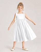 White Satin A-line Girls Formal Dress Front View