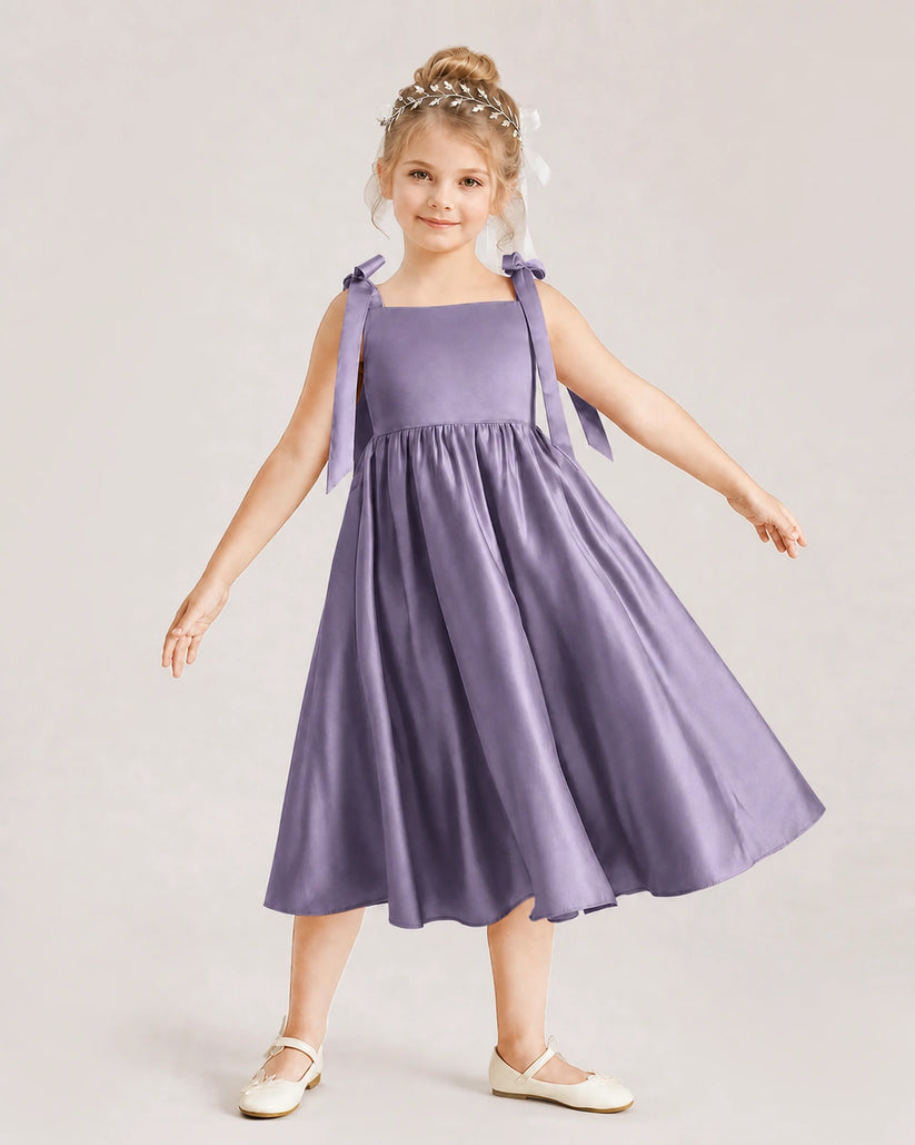 Wisteria Satin A-line Girls Formal Dress Front View