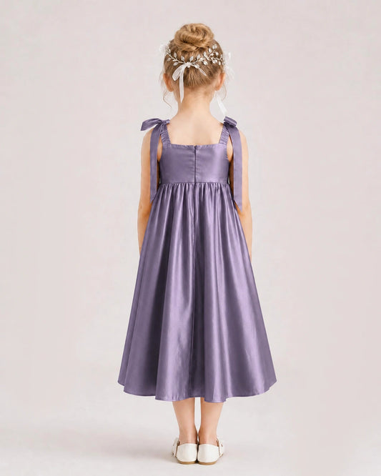 Wisteria Satin A-line Girls Formal Dress Back View