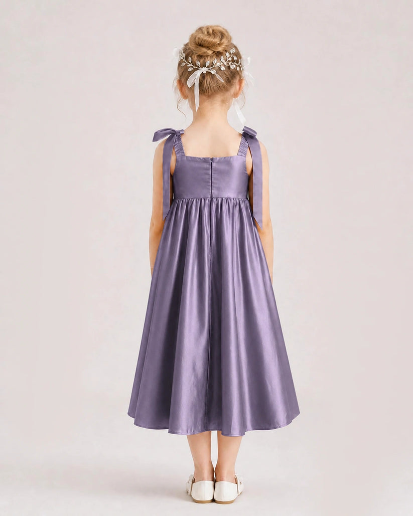 Wisteria Satin A-line Girls Formal Dress Back View