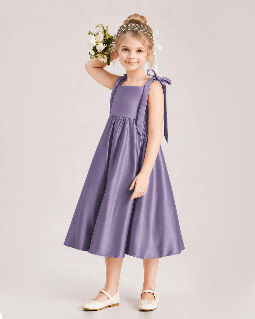 Wisteria Satin A-line Girls Formal Dress Front View