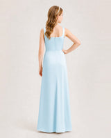 Baby Blue Satin A-line Junior Bridesmaid Dress Back View