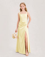 Daffodil Satin A-line Junior Bridesmaid Dress Front View