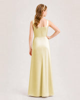 Daffodil Satin A-line Junior Bridesmaid Dress Back View
