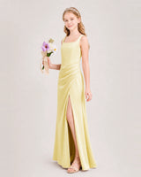 Daffodil Satin Sheath Junior Bridesmaid Dress Front View