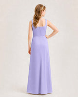 Lavender Chiffon A-line Junior Bridesmaid Dress Back View