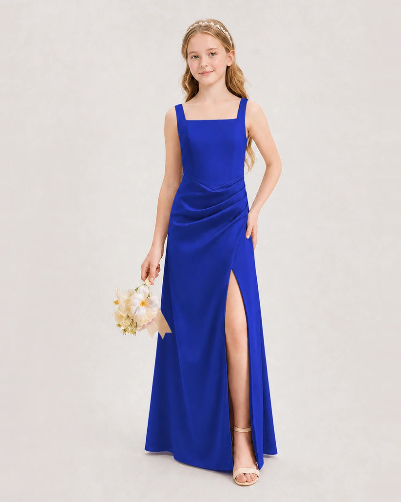 Royal Blue Chiffon A-line Junior Bridesmaid Dress Front View