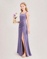 Wisteria Satin Sheath Junior Bridesmaid Dress Front View