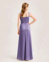 Wisteria Satin A-line Junior Bridesmaid Dress Back View
