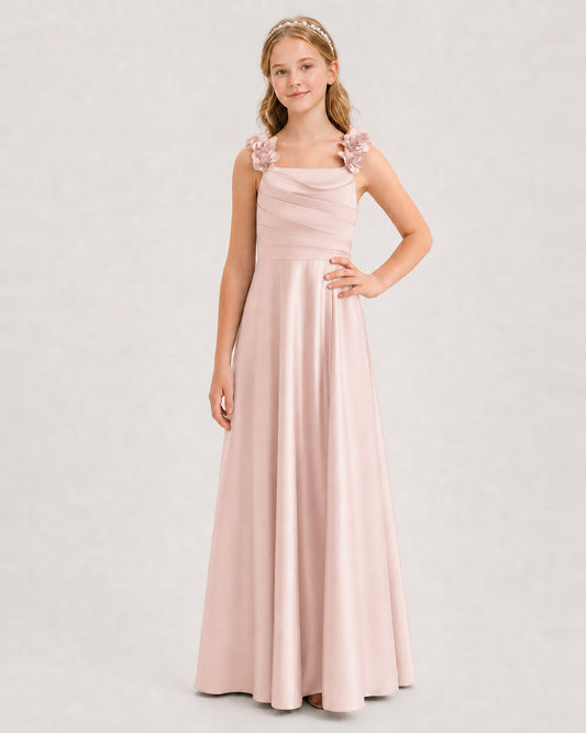 Blush Pink A-line Junior Bridesmaid Dresses Front