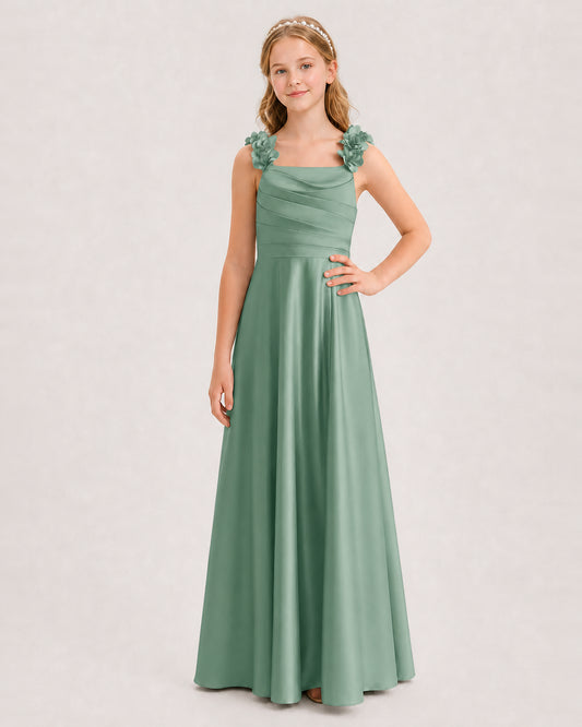 Eucalyptus A-line Junior Bridesmaid Dresses Front