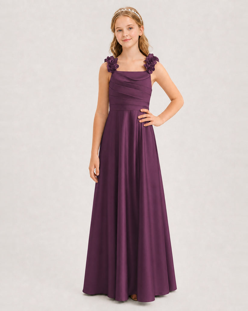 Grape A-line Junior Bridesmaid Dresses Front