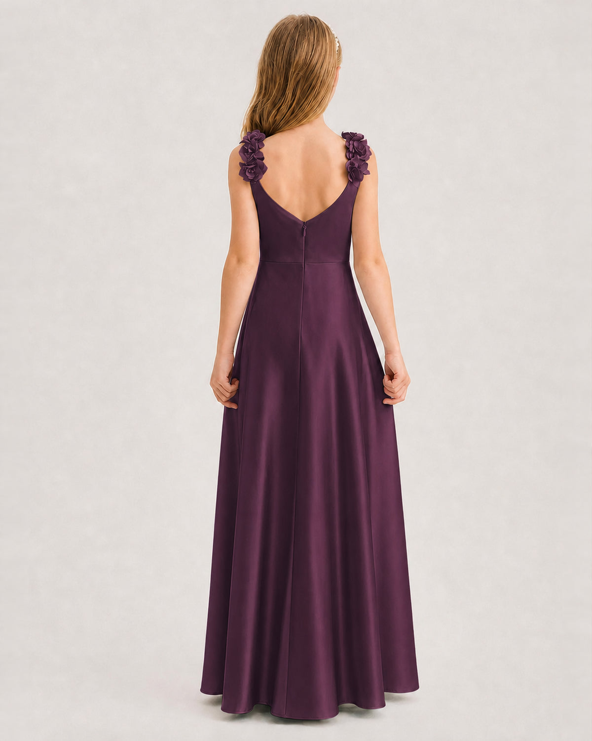 Grape A-line Junior Bridesmaid Dresses Back