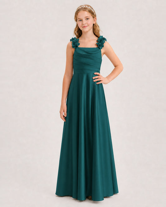 Peacock A-line Junior Bridesmaid Dresses Front