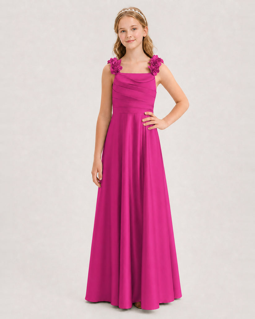 Hot Pink A-line Junior Bridesmaid Dresses Front