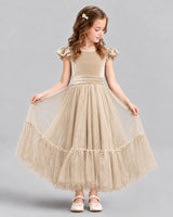 Champagne Ball Gown Junior Bridesmaid Dresses Front