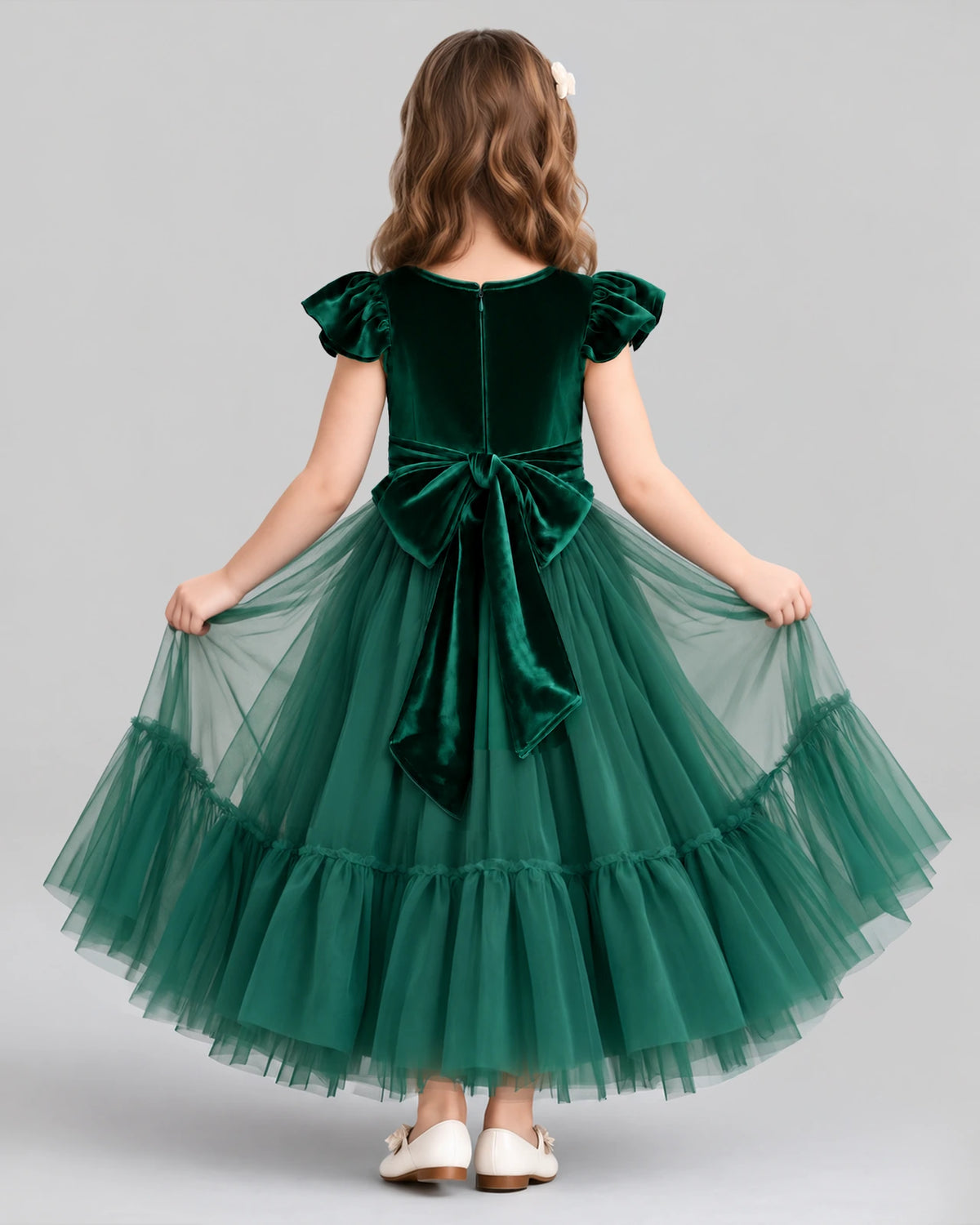 Dark Green Ball Gown Junior Bridesmaid Dresses Back [Shared]