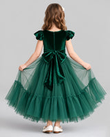 Dark Green Ball Gown Junior Bridesmaid Dresses Back [Shared]