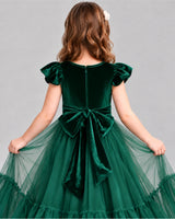 Dark Green Ball Gown Junior Bridesmaid Dresses Back_Detail [Shared]