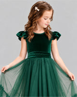 Dark Green Ball Gown Junior Bridesmaid Dresses Detail [Shared]