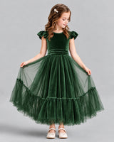 Emerald Green Ball Gown Junior Bridesmaid Dresses Front