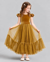 Gold Ball Gown Junior Bridesmaid Dresses Front