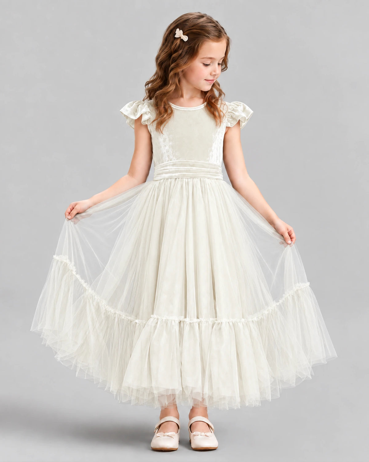 Ivory Ball Gown Junior Bridesmaid Dresses Front