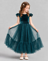 Peacock Ball Gown Junior Bridesmaid Dresses Front
