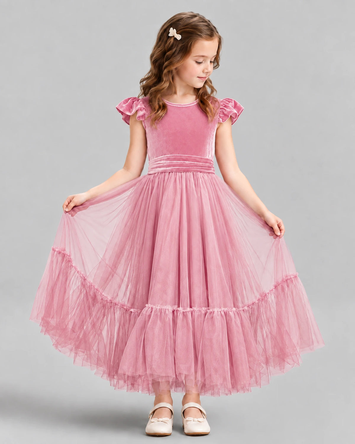 Pink Ball Gown Junior Bridesmaid Dresses Front