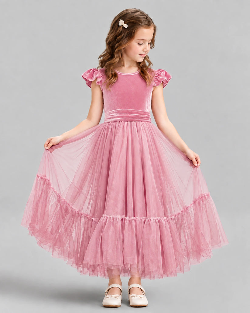 Pink Ball Gown Junior Bridesmaid Dresses Front