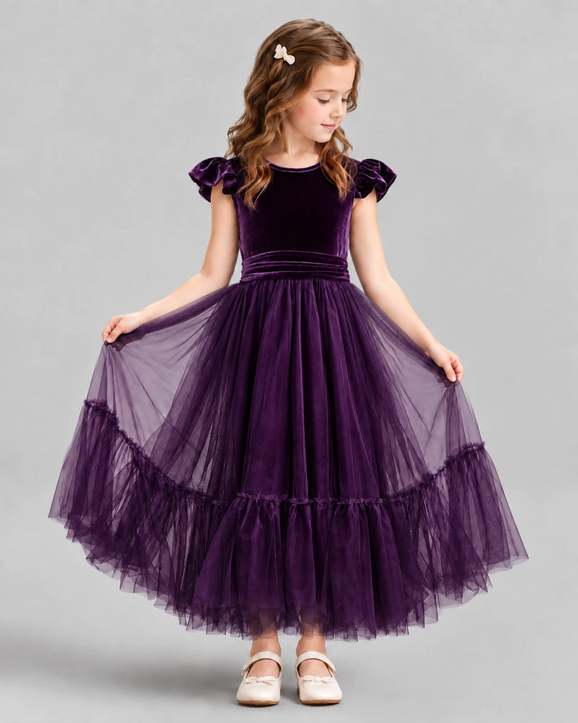 Purple Ball Gown Junior Bridesmaid Dresses Front