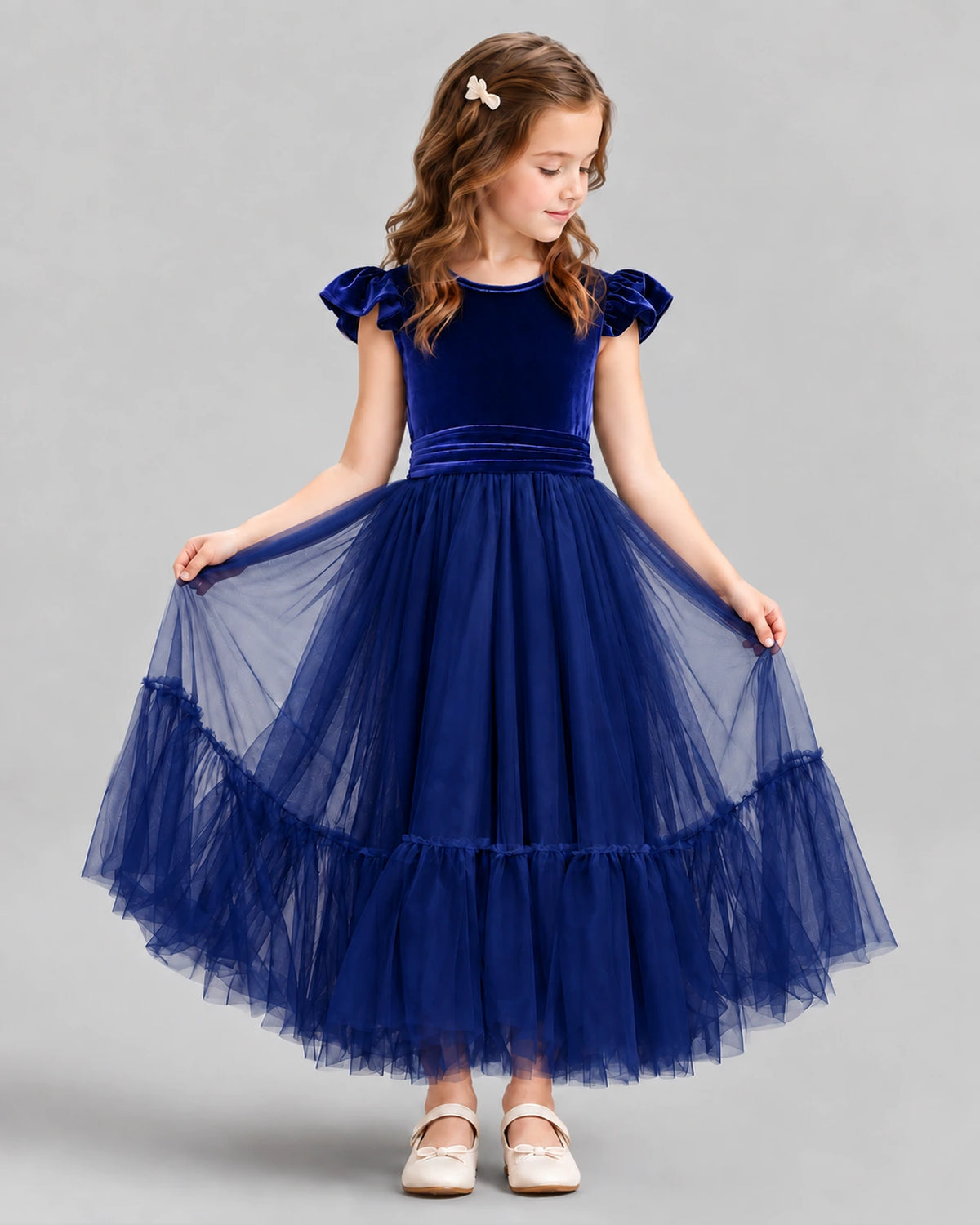 Royal Blue Ball Gown Junior Bridesmaid Dresses Front