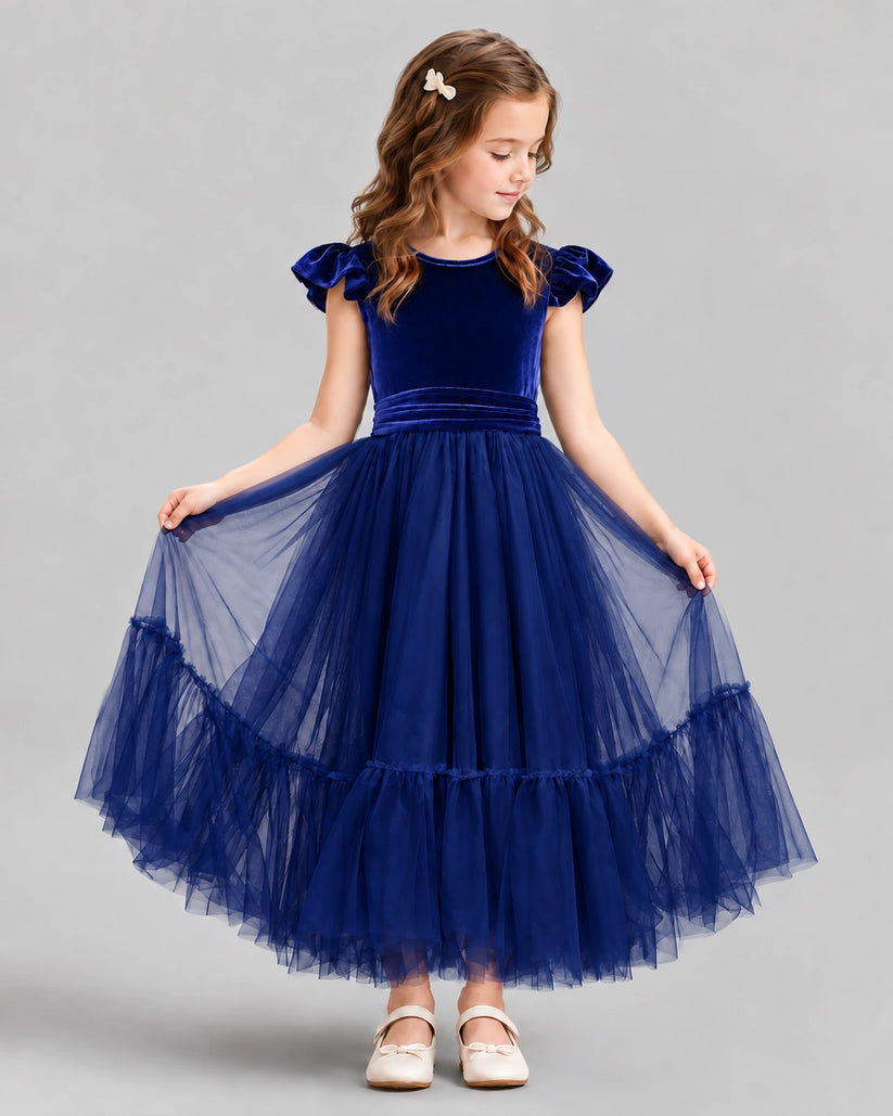 Royal Blue Ball Gown Junior Bridesmaid Dresses Front