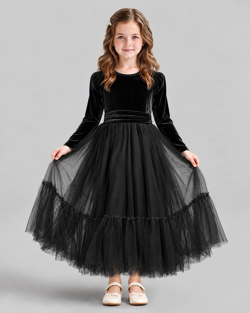 Black Ball Gown Girls Formal Dress Front