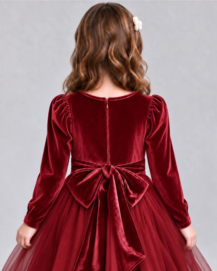 Burgundy Ball Gown Girls Formal Dress Back_Detail [Shared]