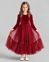 Burgundy Ball Gown Girls Formal Dress Front