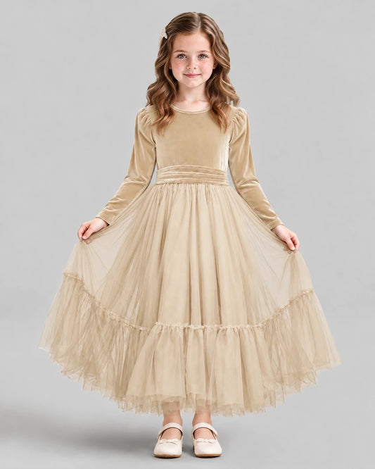 Champagne Ball Gown Girls Formal Dress Front
