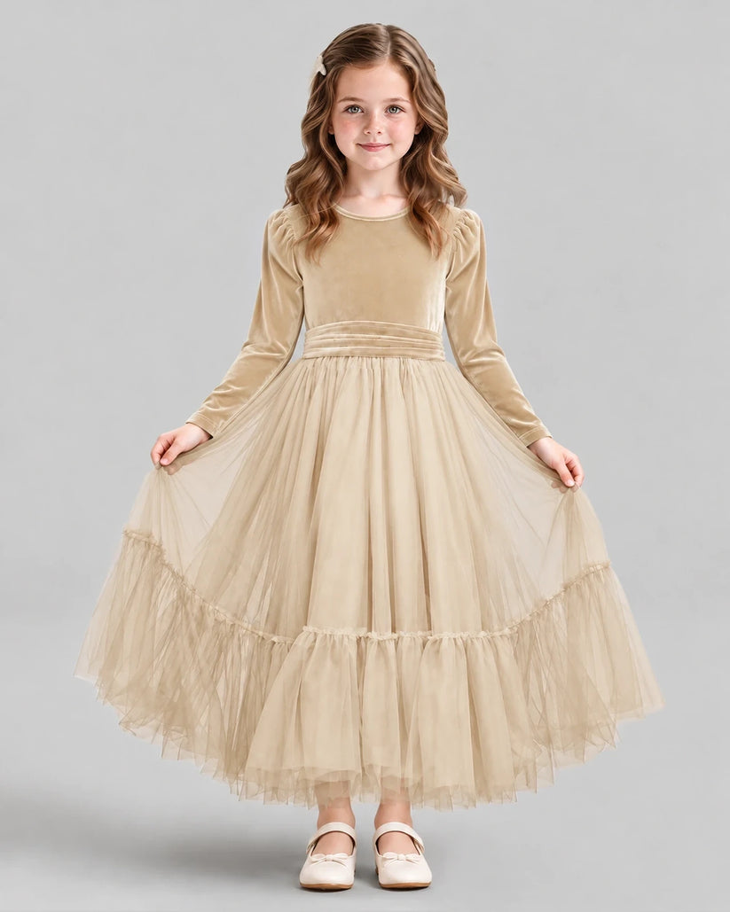 Champagne Ball Gown Girls Formal Dress Front